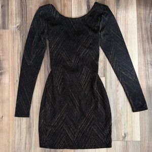 Body con Altar’d State black, and gold sparkle, backless fitted size XS